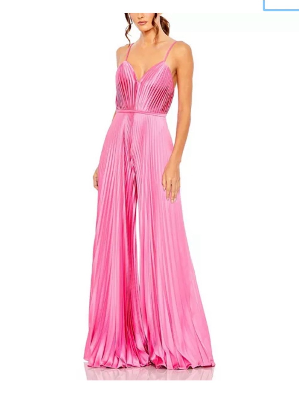 Mac Duggal Hot Pink Pleated Wide-Leg Jumpsuit